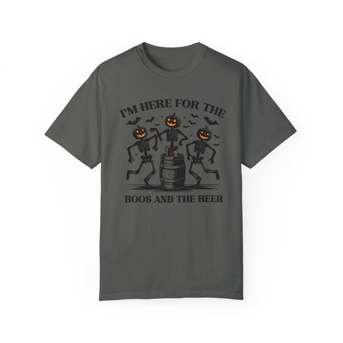 Handcrafted Unique Comfort Halloween T-shirt, Premium Handcrafted Designed I'm here for the Boos and Beer Tee, Made to Order, Halloween Gift