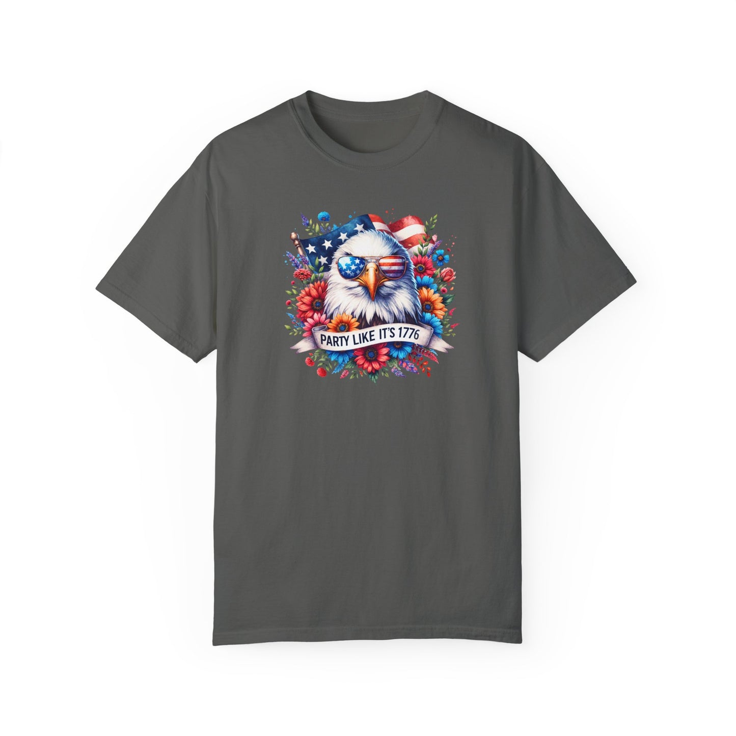 Eagle with Sunglasses, Wildflowers Summer Comfort Colors® t-shirt, Red White and Blue, America Tee, , 4th of July, 4th of July Shirt T-Shirt