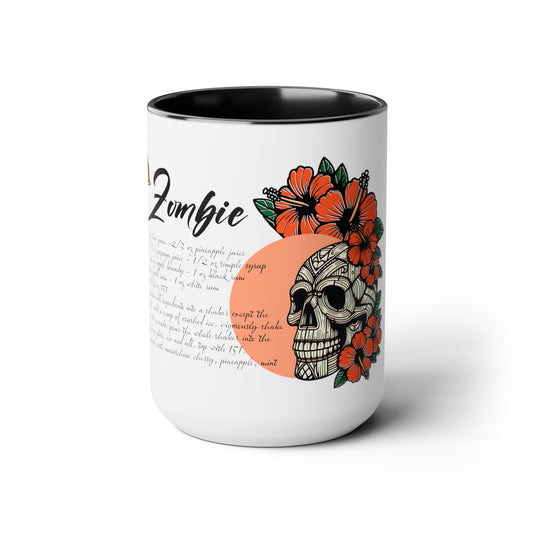 Tiki Drinki - Zombie with Recipe Two-Tone Coffee Mugs, 15oz