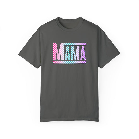 CComfort Colors® Checkered Gradient Mama Shirt, Mom Gift From Daughter for Mom, Mama T-shirt For Birthday,Gift For Her,Baby Shower,Christmas