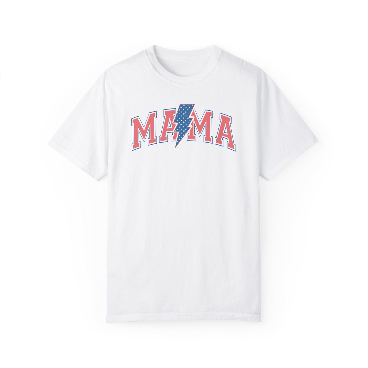 Lightening Bolt Mama Americana Comfort Colors® t-shirt, Red White and Blue,  4th of July T-Shirt, Patriotic Summer Shirt