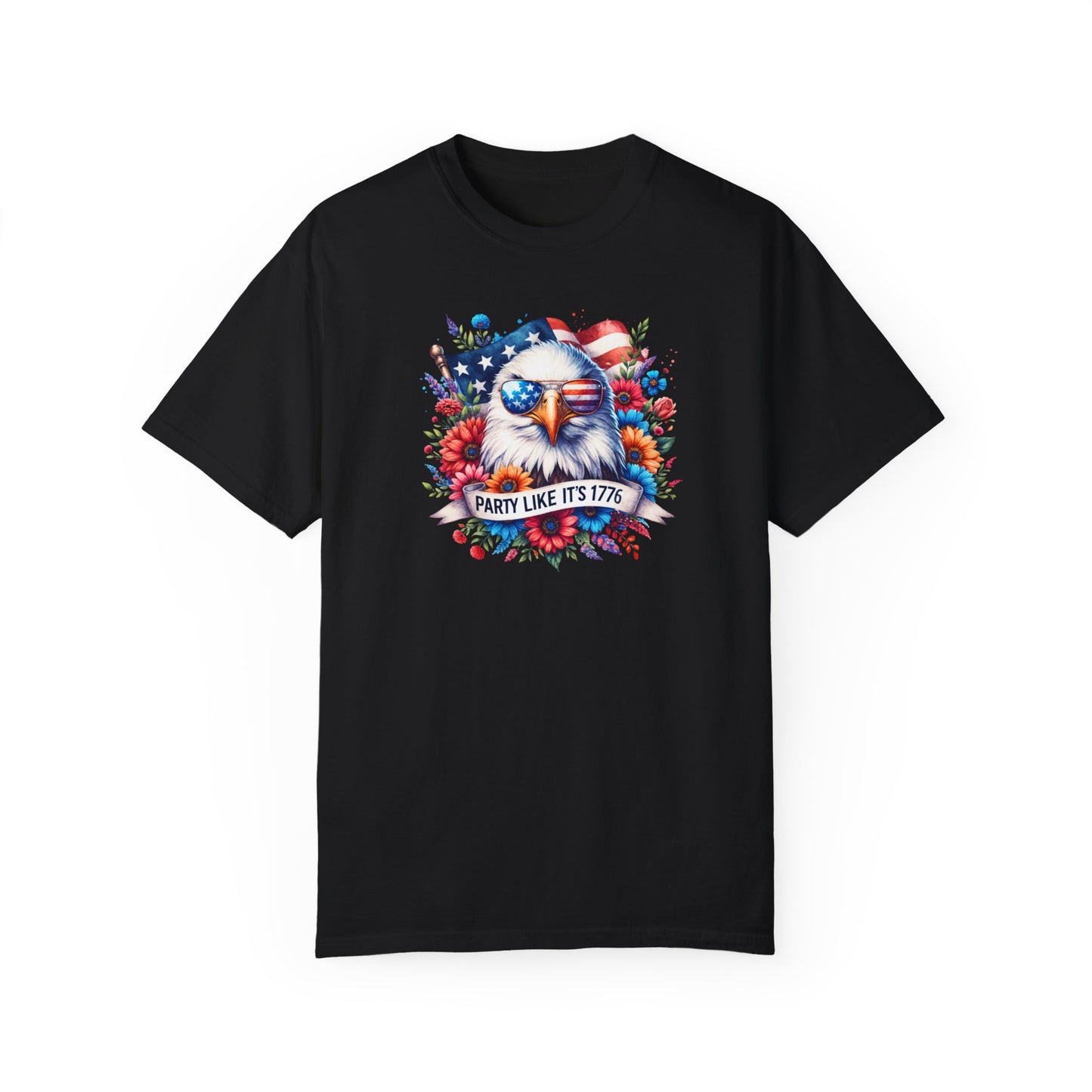 Eagle with Sunglasses, Wildflowers Summer Comfort Colors® t-shirt, Red White and Blue, America Tee, , 4th of July, 4th of July Shirt T-Shirt