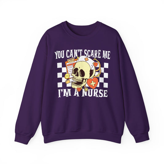 Halloween You Can't Scare Me I'm a Nurse Sweatshirt, Limited Edition Halloween Nurse Checkered Sweatshirt, Nurse Gift, Halloween Party