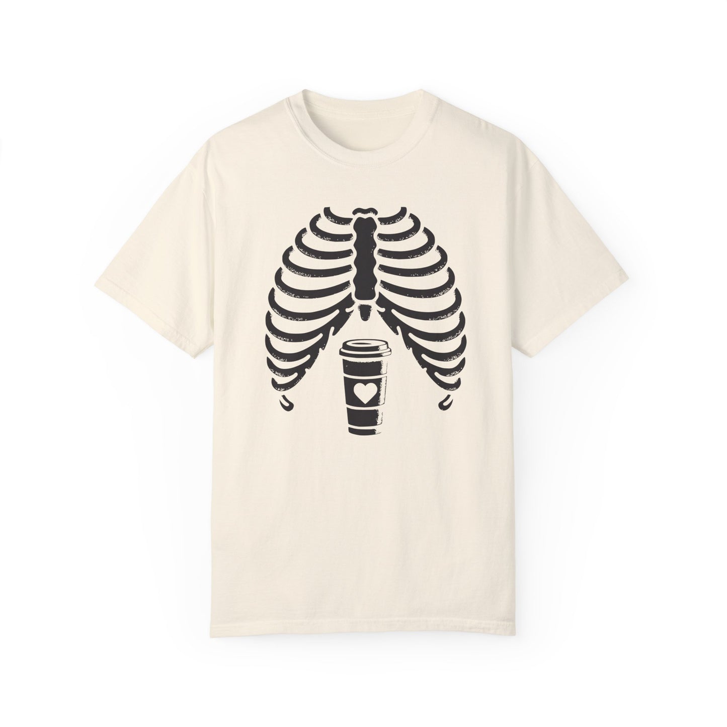 Rib Cage with Coffee Minimal Halloween Costume Shirt, Skeleton XRay Comfort Colors Shirt, Limited Edition Halloween Design, Halloween Gift