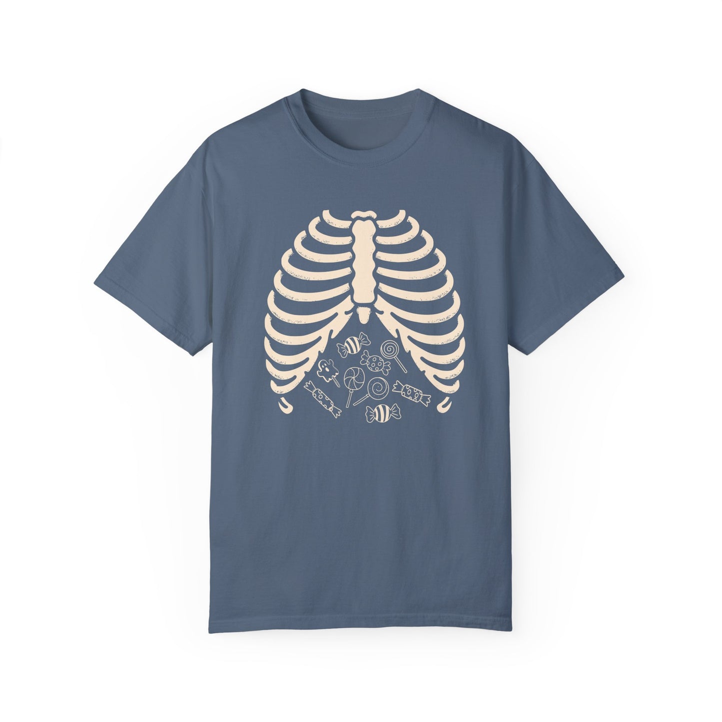 Rib Cage full of Candy Minimal Halloween Costume Shirt, Skeleton XRay Comfort Colors Shirt, Limited Edition Halloween Design, Halloween Gift