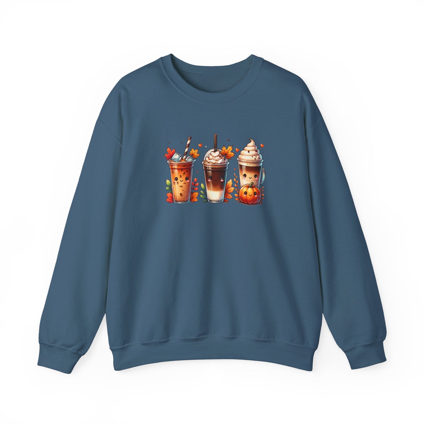 Fall Coffee Pumpkin Sweatshirt, Comfort Colors Halloween Sweatshirt, Iced Coffee Frappe Coffee and Pumpkin, Cute Fall Vibes Sweatshirt