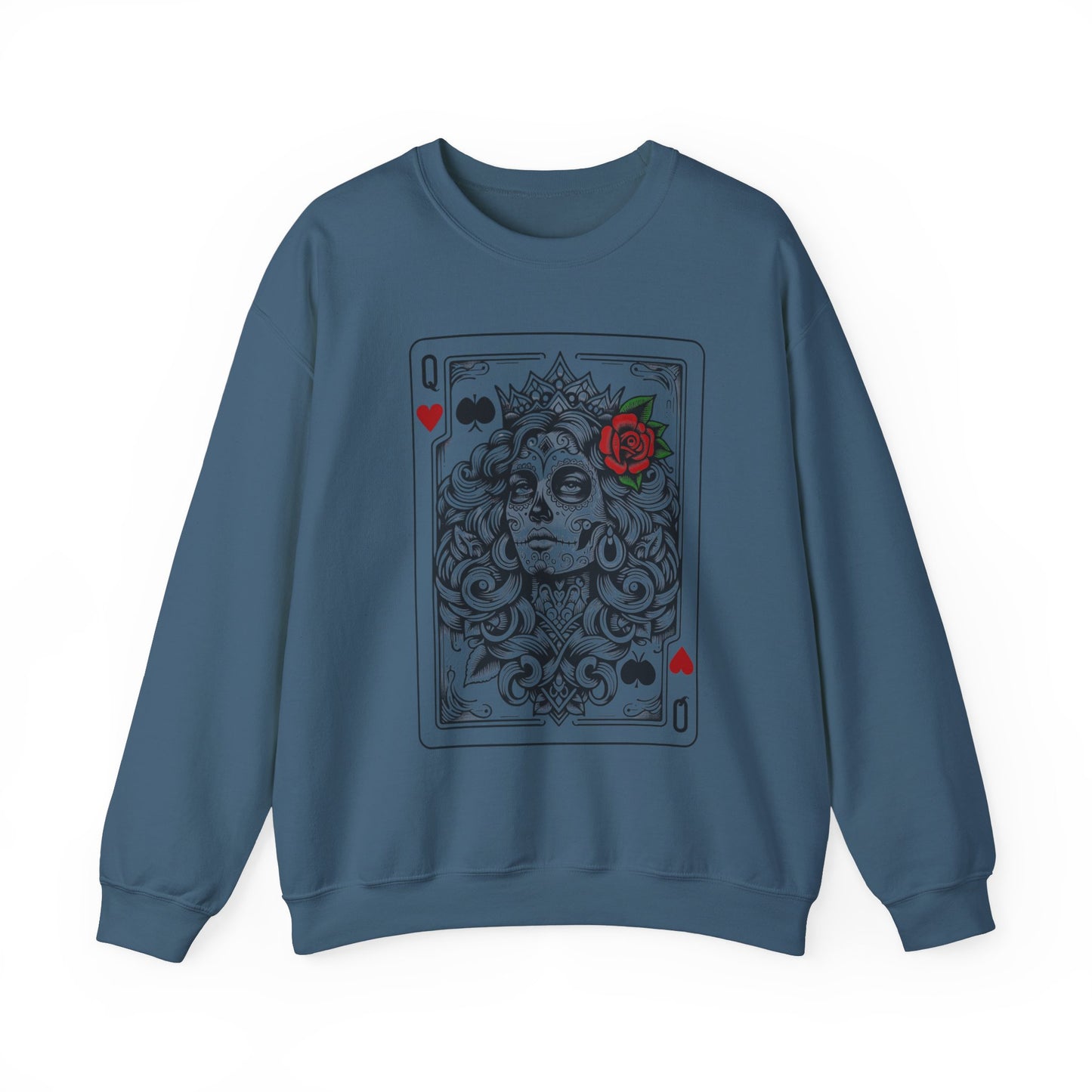 Handcrafted Unique Day of the Dead Queen of Hearts Sweatshirt, Super Soft Unique Queen of Hearts Dia De Los Muertos,  Limited Edition