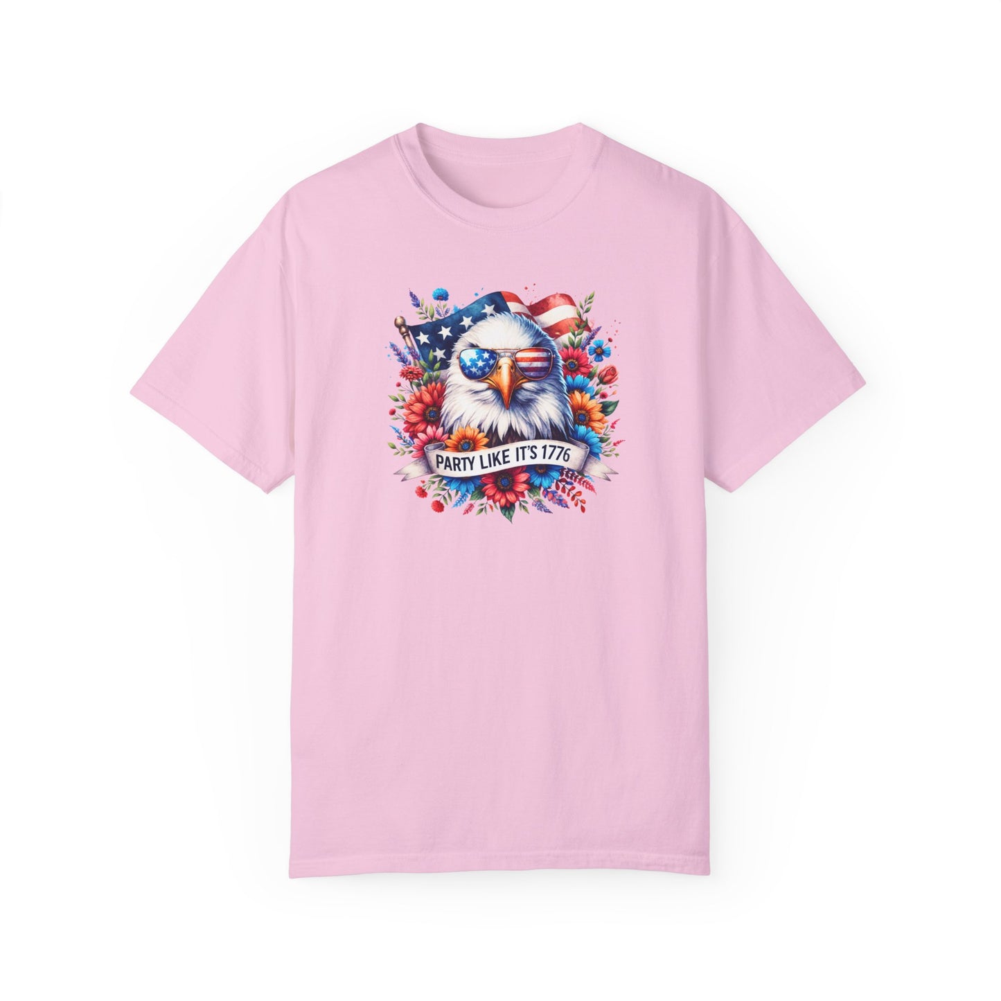 Eagle with Sunglasses, Wildflowers Summer Comfort Colors® t-shirt, Red White and Blue, America Tee, , 4th of July, 4th of July Shirt T-Shirt