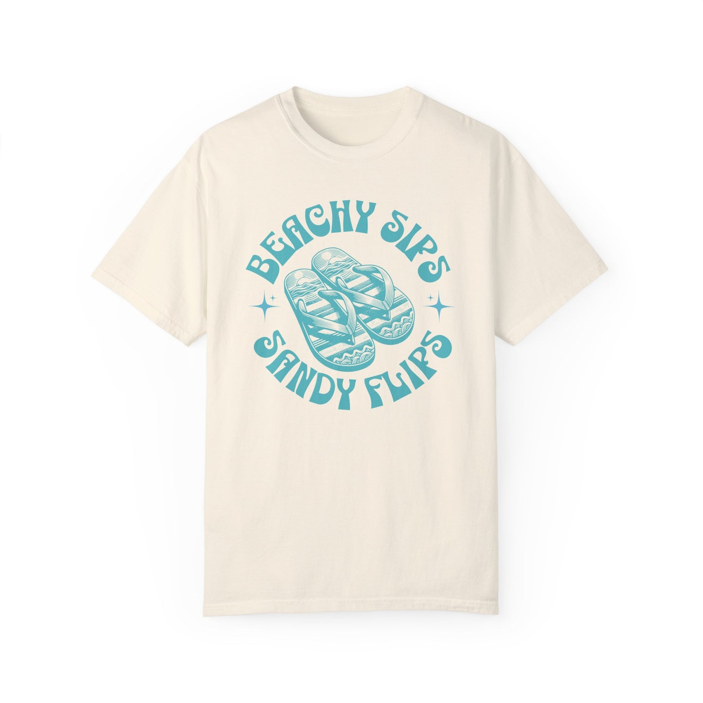 Beachy Sips Sandy Flips Comfort Colors®, Beach Vacation Shirt, Beach Vacation Shirt Summer Tee,  Beach Vacay Shirt, Drinking and Flip Flops