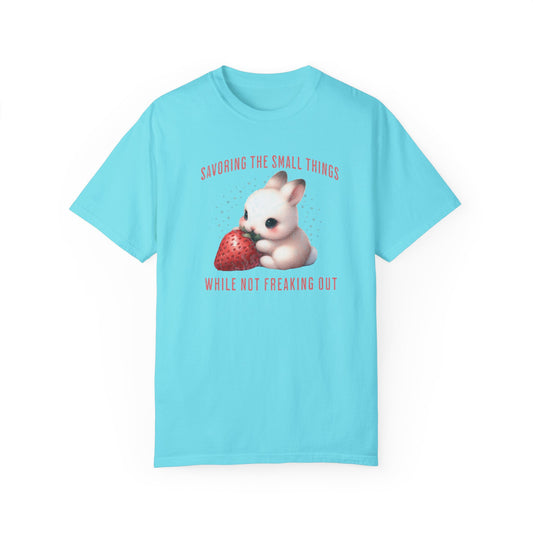 Savoring the Small Things While Not Freaking Out Funny Mental Health Meme Shirt Anxiety Tee Coquette Fairycore Weirdcore Shirts Coquette