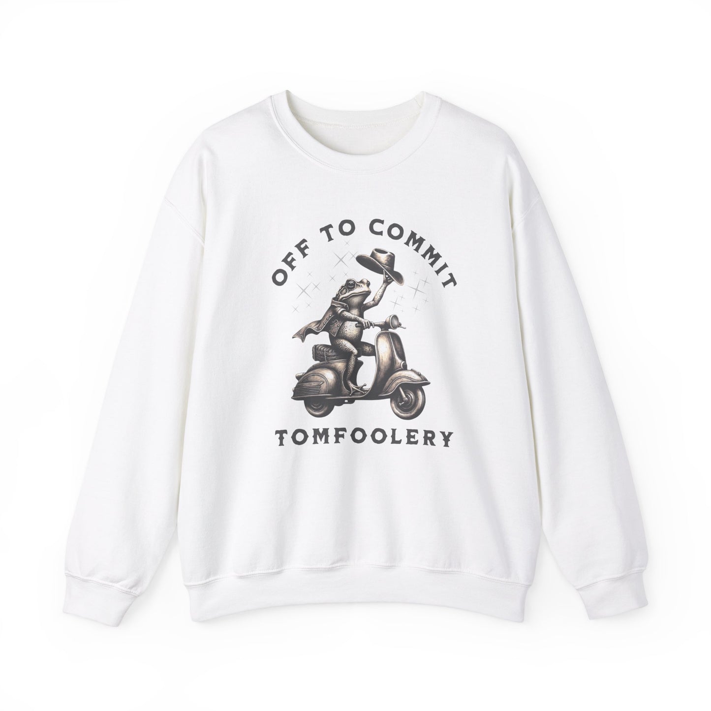 Off to Commit Tomfoolery Mental Health Sweatshirt, Unique Limited Edition Vintage Frog on Scooter Sweatshirt, Birthday Gift, Christmas Gift