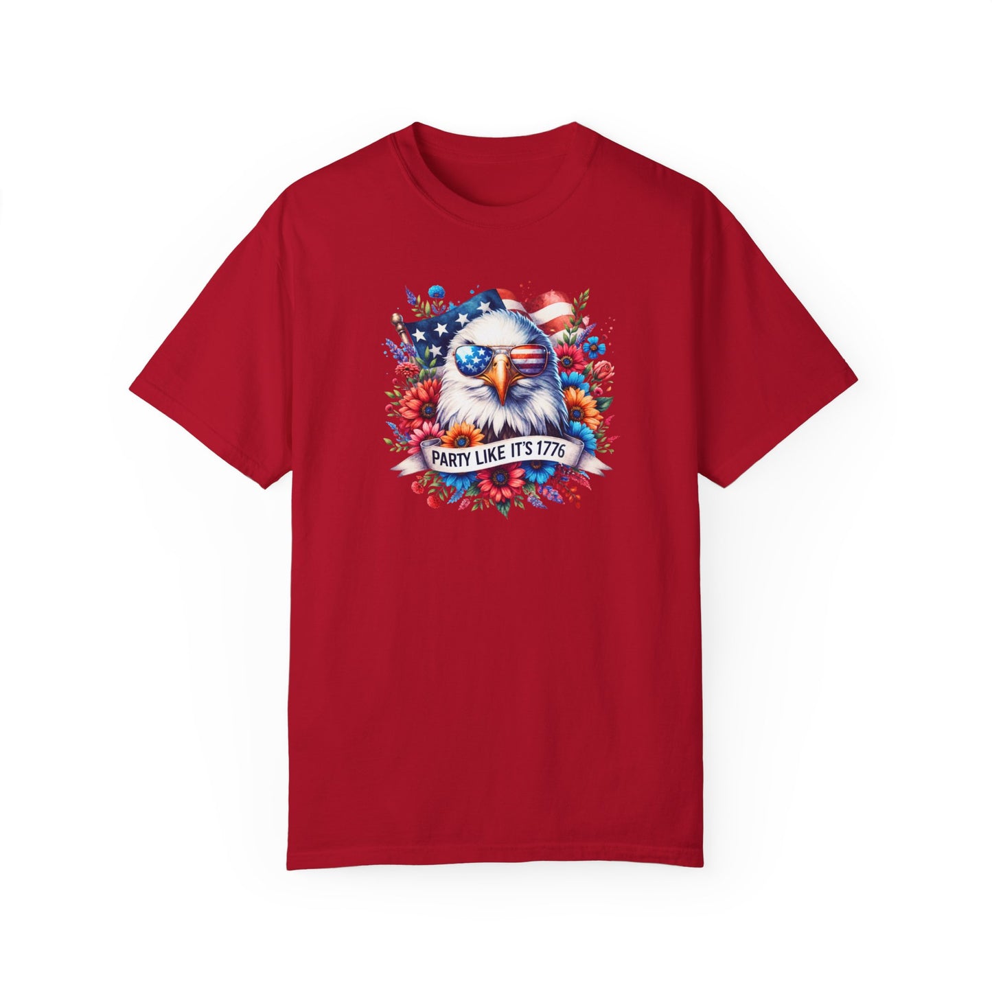 Eagle with Sunglasses, Wildflowers Summer Comfort Colors® t-shirt, Red White and Blue, America Tee, , 4th of July, 4th of July Shirt T-Shirt