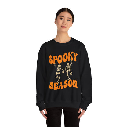 Spooky Season Skeleton Soft Gildan Halloween Sweatshirt, Unique Fun Design for Cooler Halloween Nights, Birthday Christmas Halloween Gift