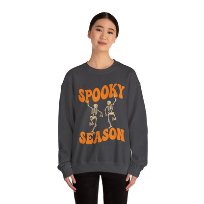 Spooky Season Skeleton Soft Gildan Halloween Sweatshirt, Unique Fun Design for Cooler Halloween Nights, Birthday Christmas Halloween Gift