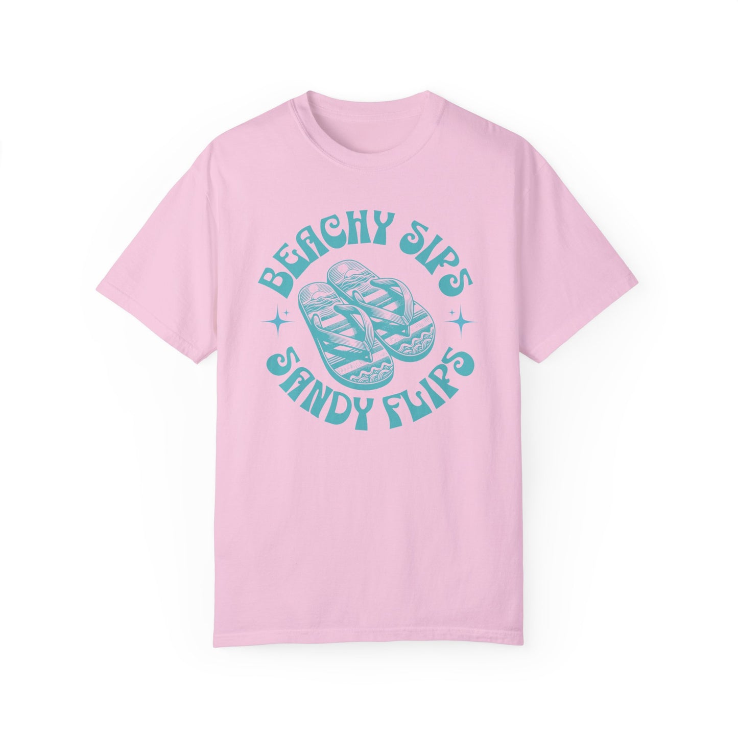 Beachy Sips Sandy Flips Comfort Colors®, Beach Vacation Shirt, Beach Vacation Shirt Summer Tee,  Beach Vacay Shirt, Drinking and Flip Flops