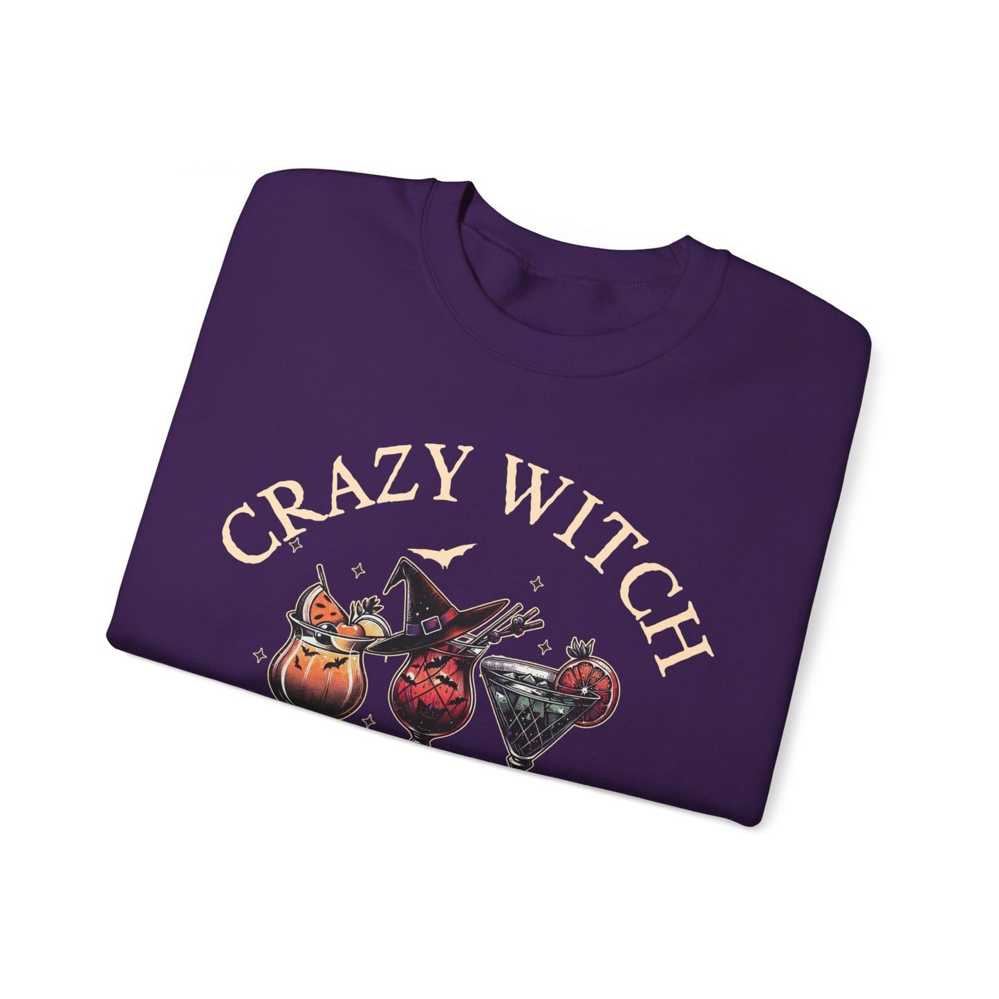 Cute Crazy Witch Social Club Gildan Sweatshirt, Limited Edition Halloween Cocktails Sweatshirt for Girls Night Out or Girls Trip, Gift