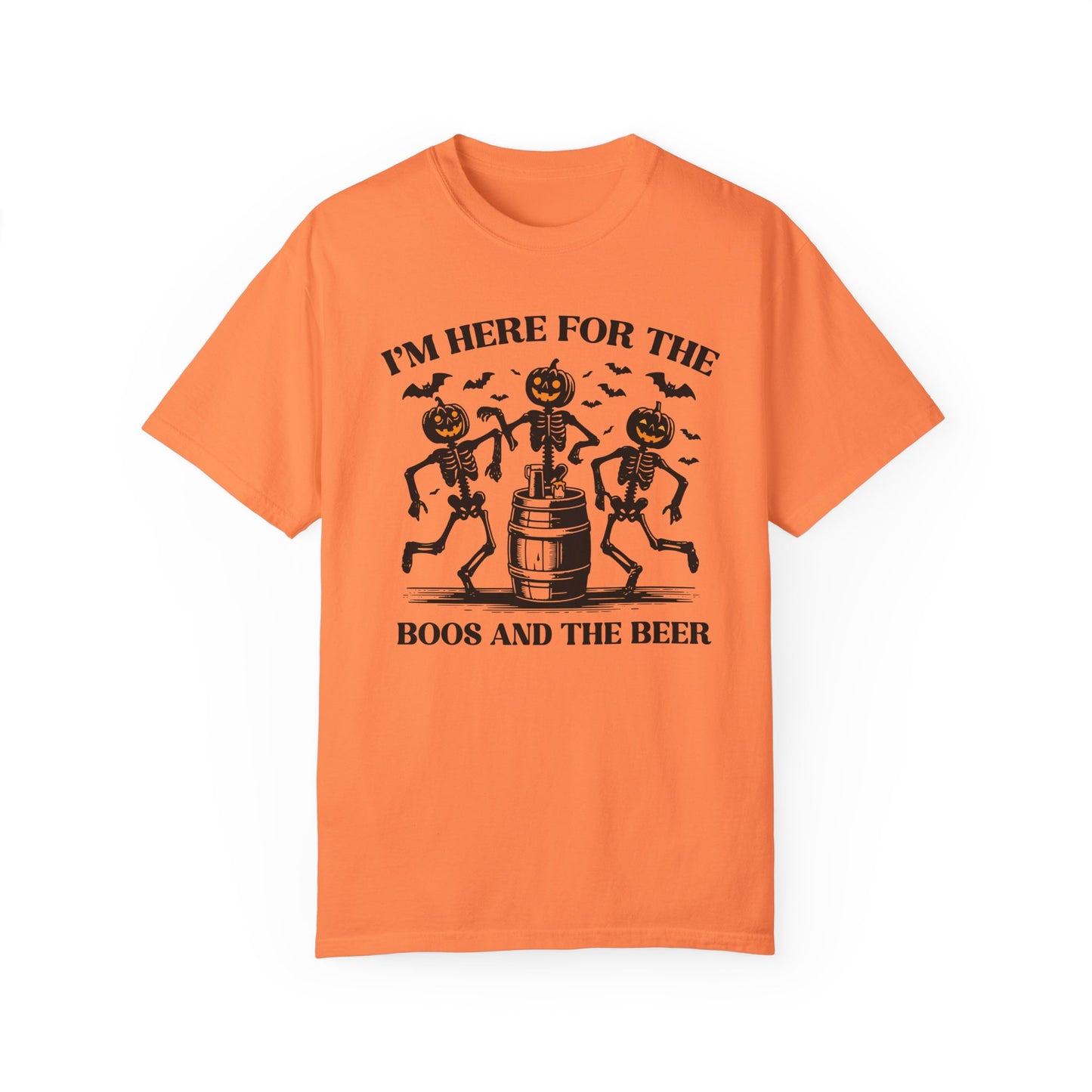 Handcrafted Unique Comfort Halloween T-shirt, Premium Handcrafted Designed I'm here for the Boos and Beer Tee, Made to Order, Halloween Gift