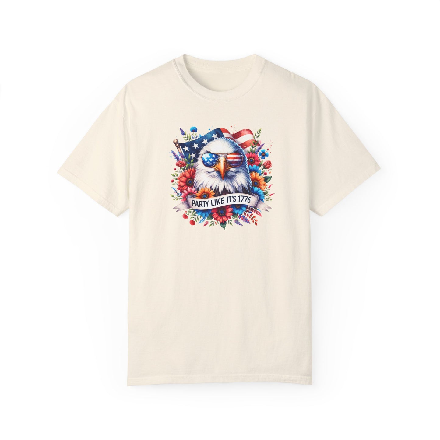 Eagle with Sunglasses, Wildflowers Summer Comfort Colors® t-shirt, Red White and Blue, America Tee, , 4th of July, 4th of July Shirt T-Shirt