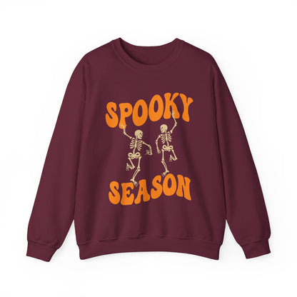 Spooky Season Skeleton Soft Gildan Halloween Sweatshirt, Unique Fun Design for Cooler Halloween Nights, Birthday Christmas Halloween Gift