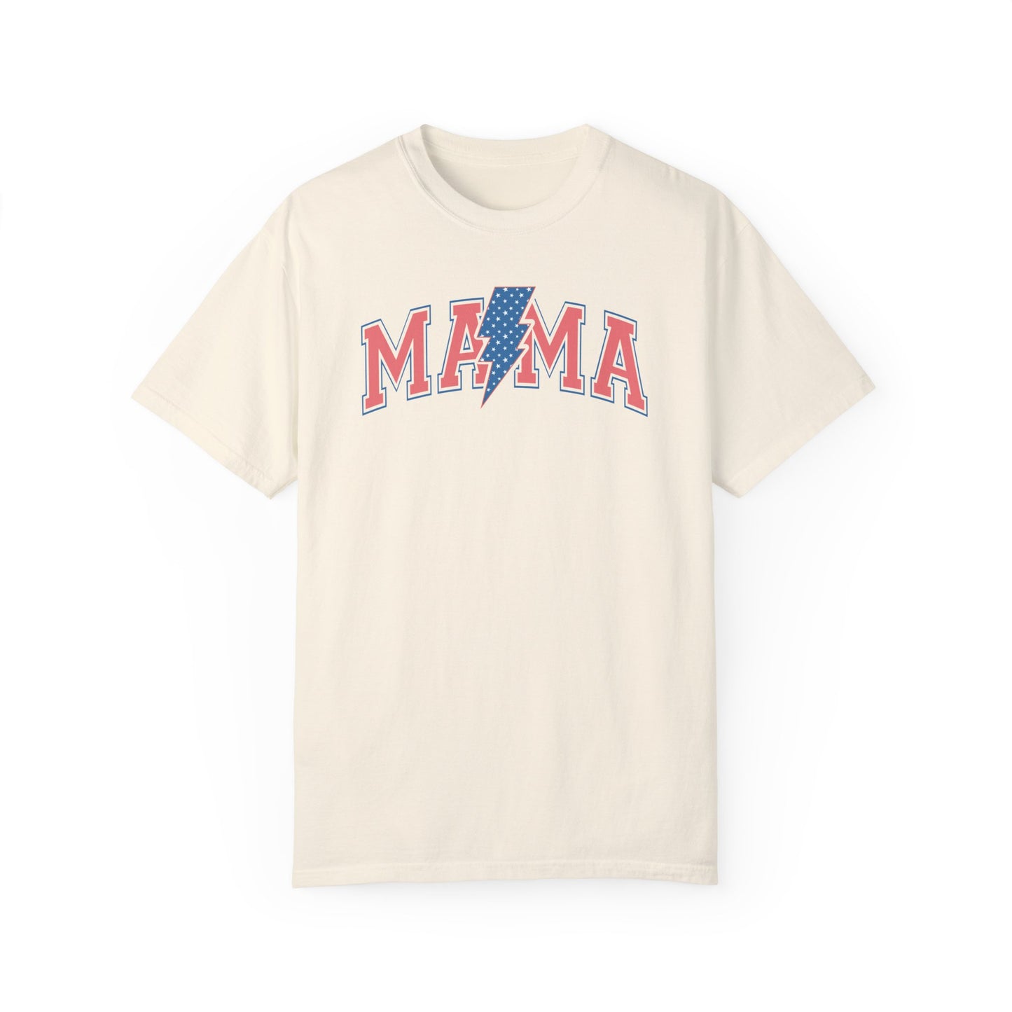 Lightening Bolt Mama Americana Comfort Colors® t-shirt, Red White and Blue,  4th of July T-Shirt, Patriotic Summer Shirt