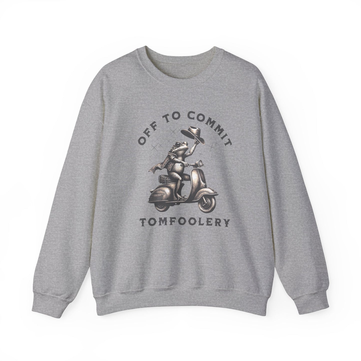 Off to Commit Tomfoolery Mental Health Sweatshirt, Unique Limited Edition Vintage Frog on Scooter Sweatshirt, Birthday Gift, Christmas Gift