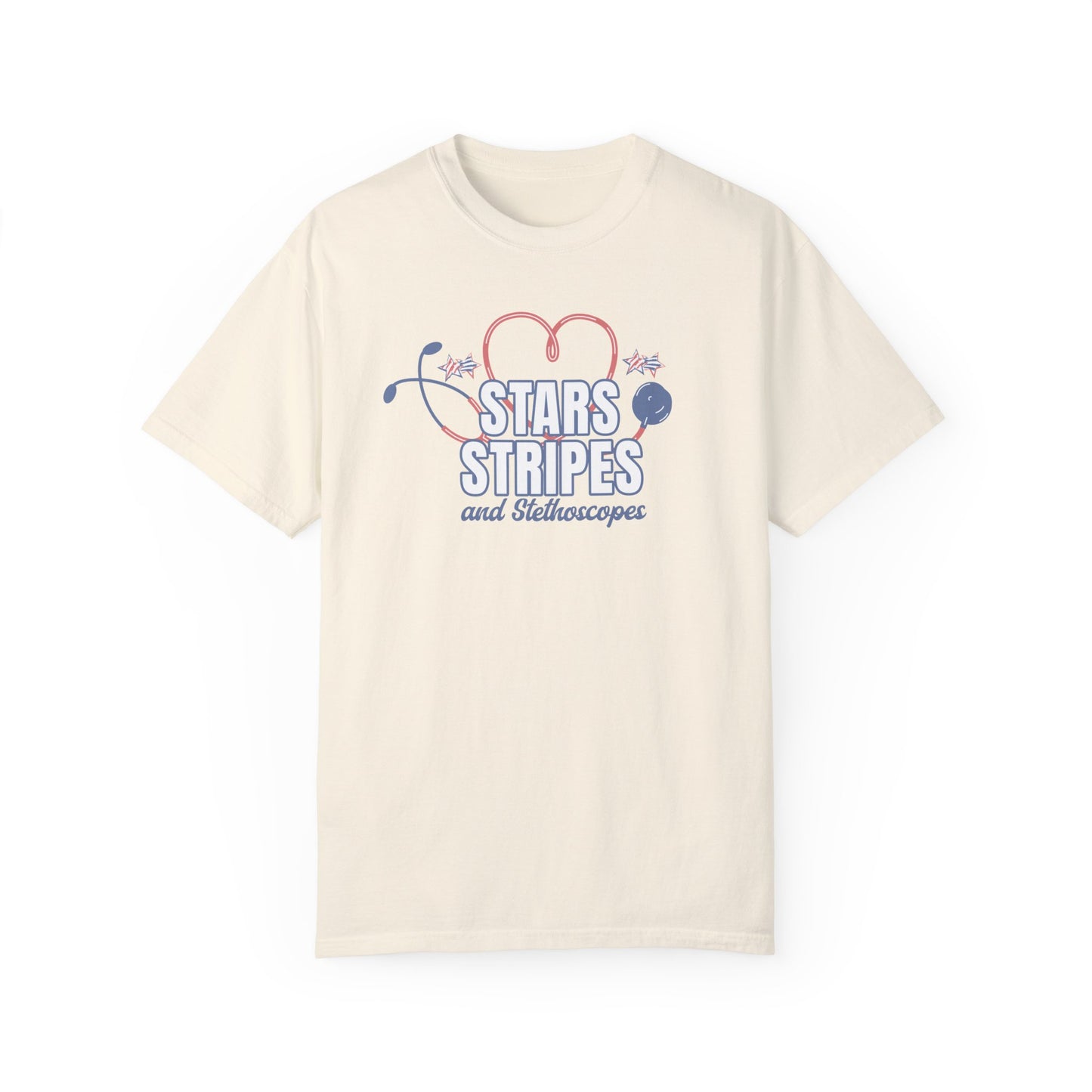 Stars Stripes and Stethoscopes Summer Comfort Colors T-shirt,  America Tee, 4th of July, Nurse T-Shirt, Doctor Tee, Medical 4th of July Tee