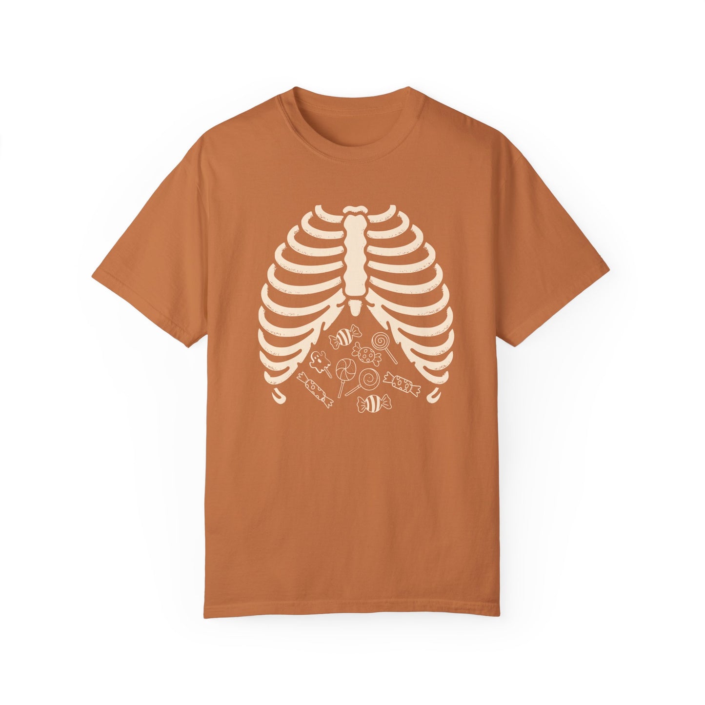 Rib Cage full of Candy Minimal Halloween Costume Shirt, Skeleton XRay Comfort Colors Shirt, Limited Edition Halloween Design, Halloween Gift