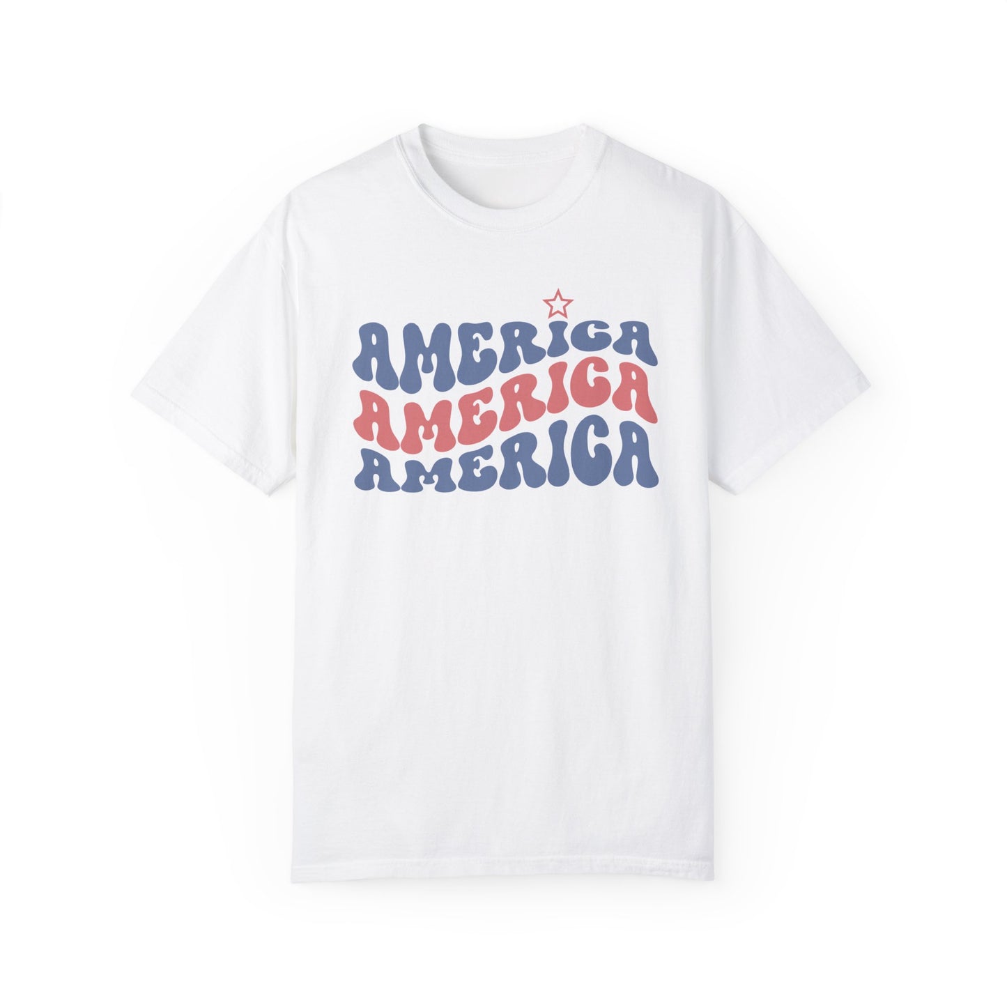 America America America Summer Comfort Colors® t-shirt, Red White and Blue, America Tee,  4th of July,  T-Shirt, Patriotic Summer Shirt