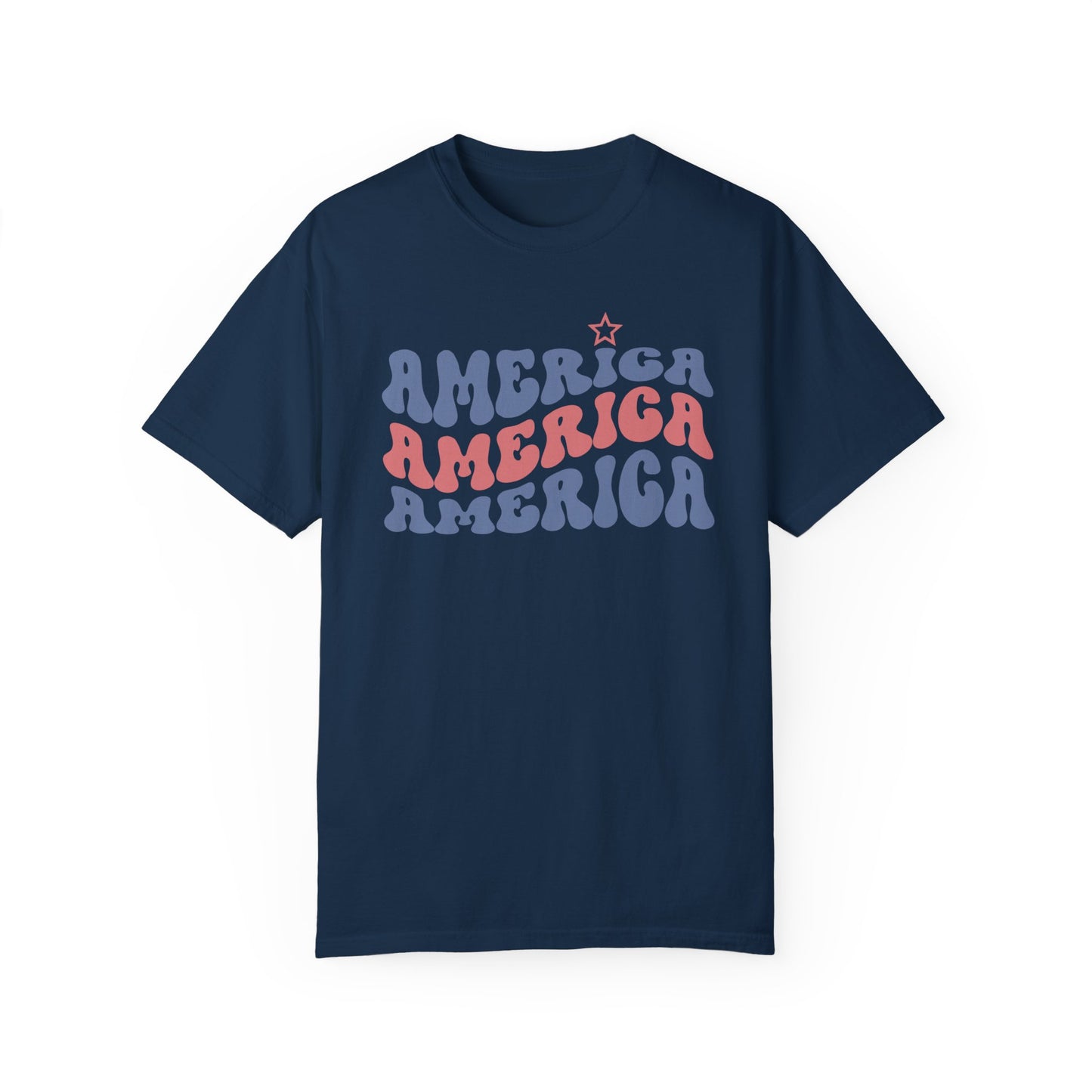 America America America Summer Comfort Colors® t-shirt, Red White and Blue, America Tee,  4th of July,  T-Shirt, Patriotic Summer Shirt