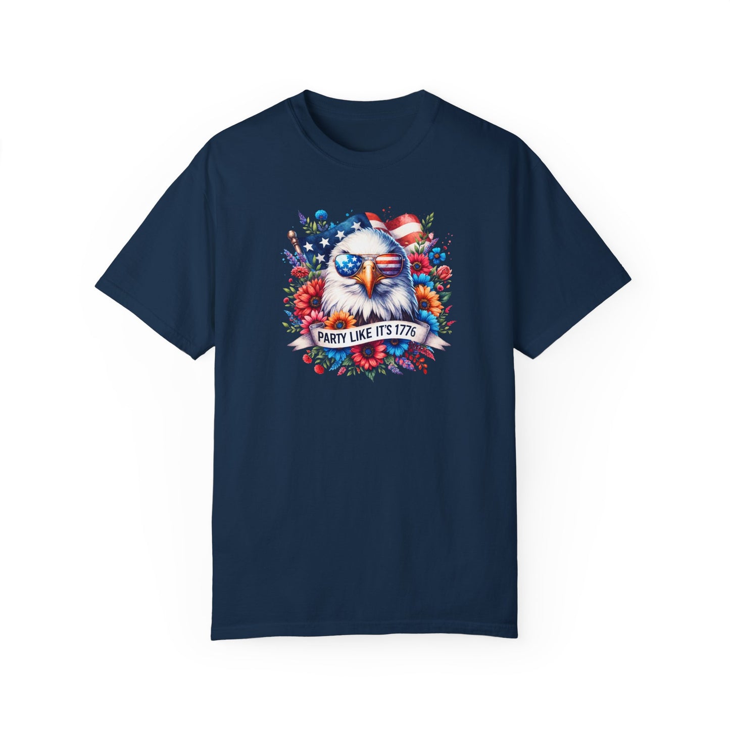 Eagle with Sunglasses, Wildflowers Summer Comfort Colors® t-shirt, Red White and Blue, America Tee, , 4th of July, 4th of July Shirt T-Shirt