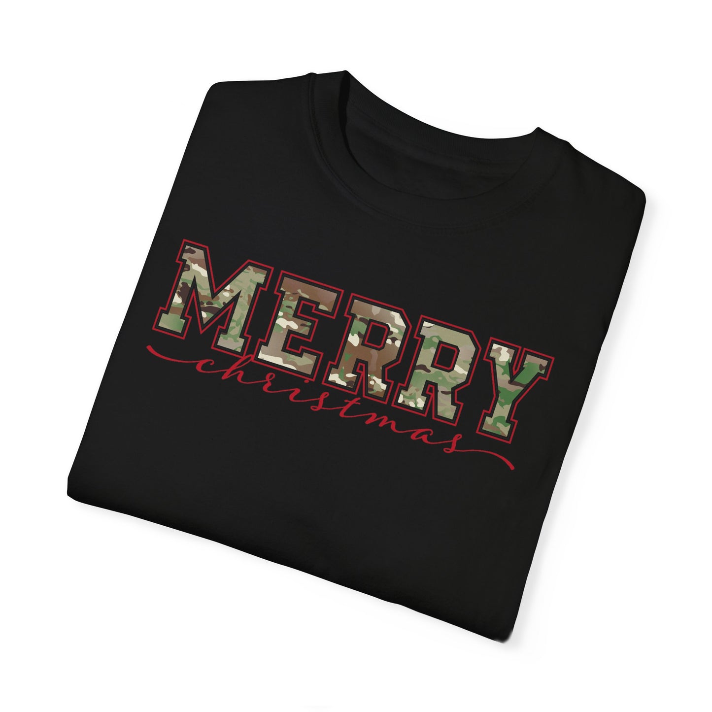 Merry Christmas Camo Comfort Colors Shirt, Limited Edition Military Camouflage Print Holiday Shirt, Christmas Party Shirt, Holiday Gift