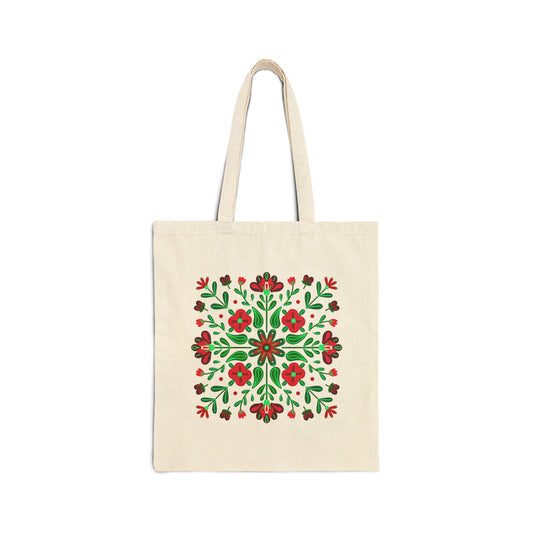 Folk Art Floral Cotton Canvas Tote Bag, Swedish Folk Art, Nordic Decor, Viking Nordic Tote Bag, Scandinavian Style Aesthetic Grocery Bag