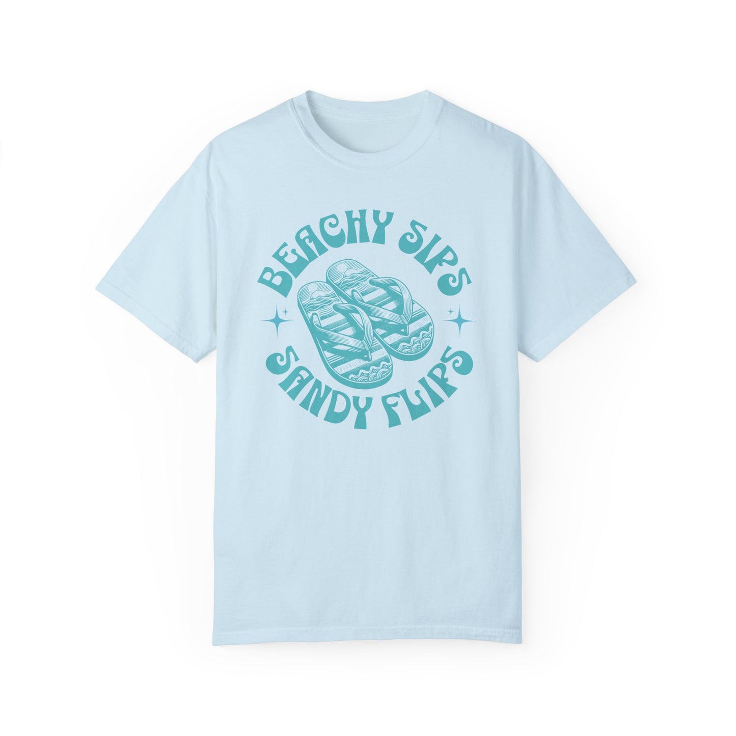 Beachy Sips Sandy Flips Comfort Colors®, Beach Vacation Shirt, Beach Vacation Shirt Summer Tee,  Beach Vacay Shirt, Drinking and Flip Flops