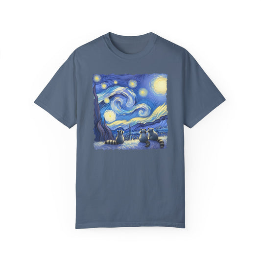 Starry Night Raccoon Comfort Colors Tshirt, Retro Raccoon Moon Shirt, Raccoon Lovers, Funny Raccoon Tee, Van Gogh Art, Raccoon Gifts