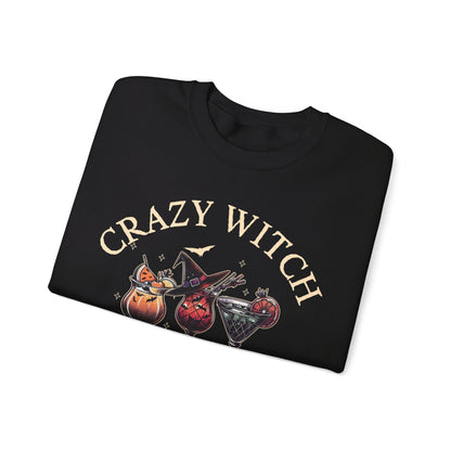 Cute Crazy Witch Social Club Gildan Sweatshirt, Limited Edition Halloween Cocktails Sweatshirt for Girls Night Out or Girls Trip, Gift