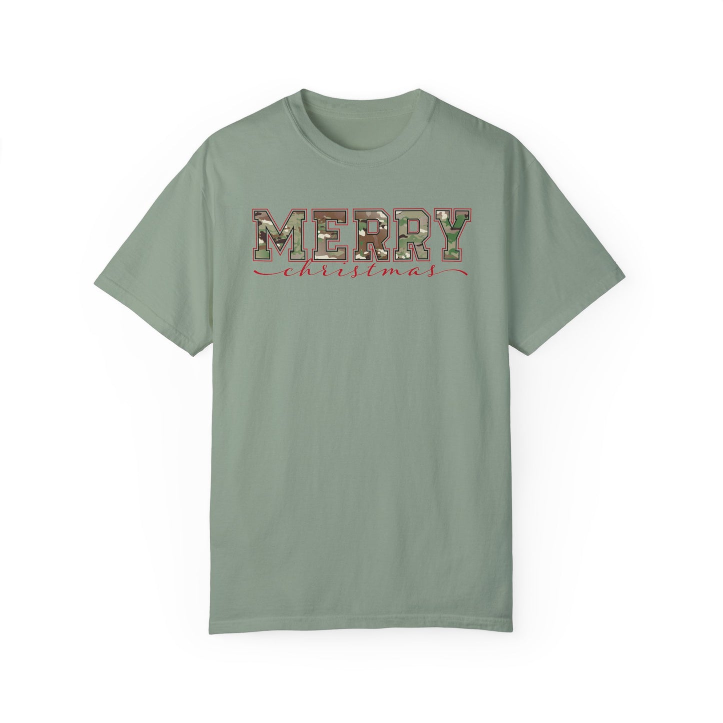 Merry Christmas Camo Comfort Colors Shirt, Limited Edition Military Camouflage Print Holiday Shirt, Christmas Party Shirt, Holiday Gift