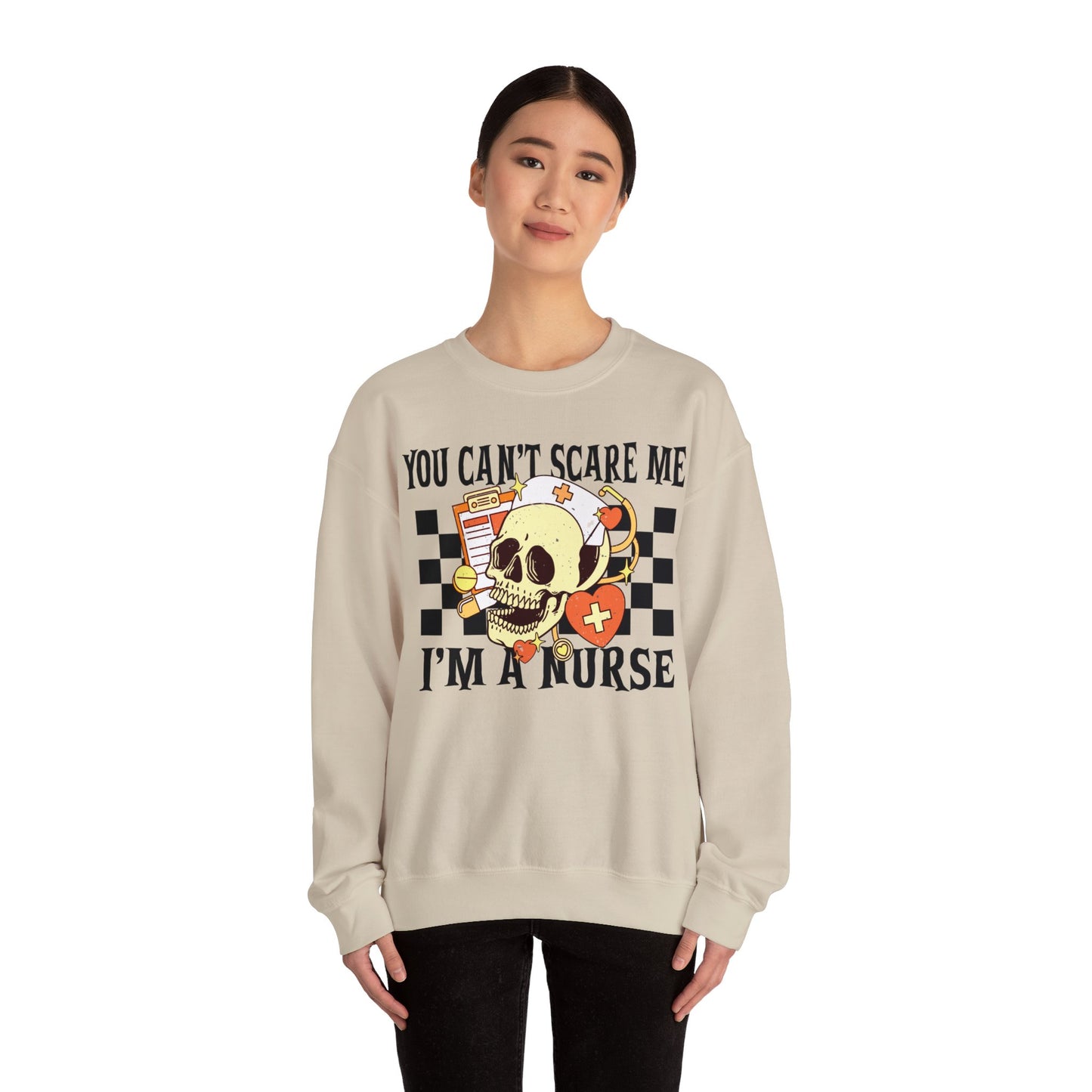 Halloween You Can't Scare Me I'm a Nurse Sweatshirt, Limited Edition Halloween Nurse Checkered Sweatshirt, Nurse Gift, Halloween Party