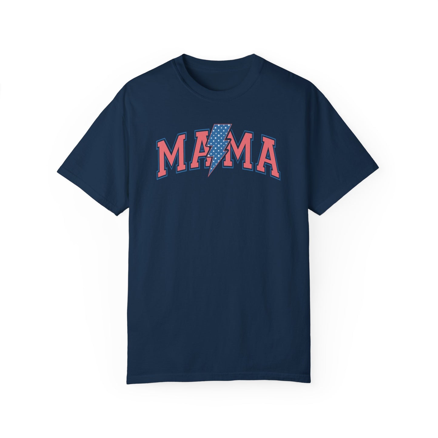 Lightening Bolt Mama Americana Comfort Colors® t-shirt, Red White and Blue,  4th of July T-Shirt, Patriotic Summer Shirt