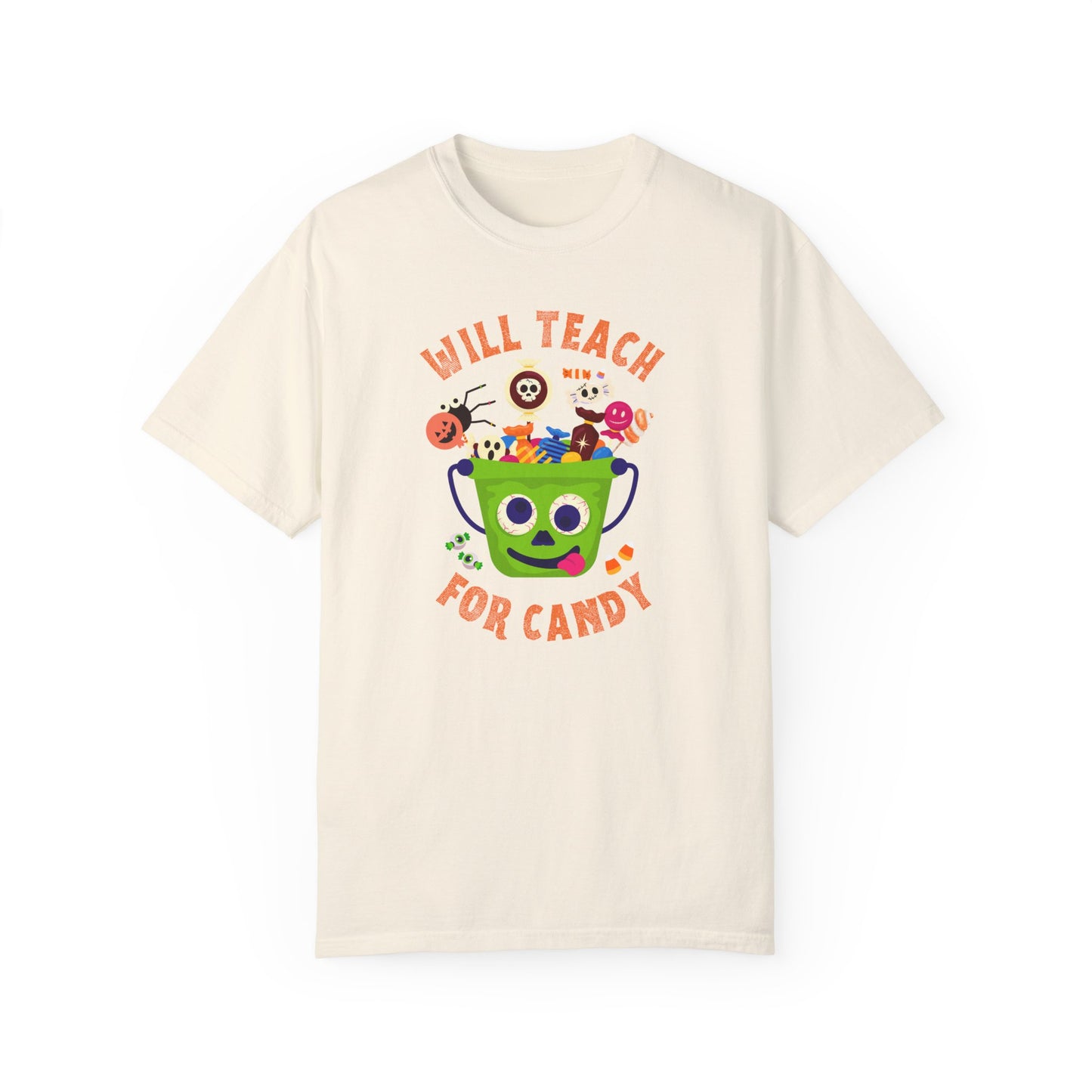 Will Teach for Candy Teacher Halloween Shirt, Funny Halloween Comfort Colors Shirt, Limited Edition Halloween Design, Teacher Gift