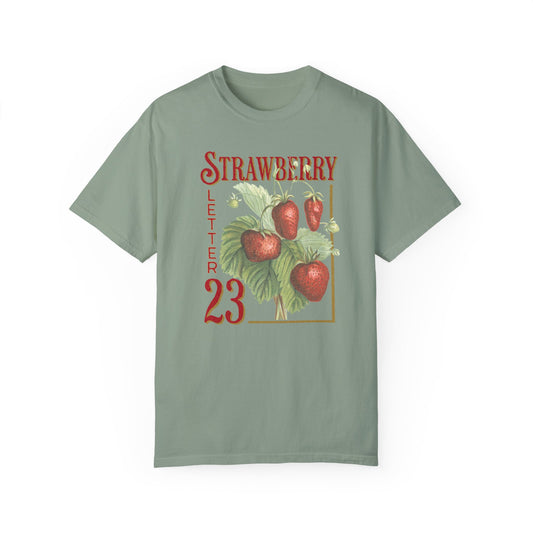 Strawberry Letter 23 Comfort Colors Tshirt Vintage Inspired Strawberry Shirt, Cute Strawberry Gift, Retro Strawberries Tee, Retro Song Shirt