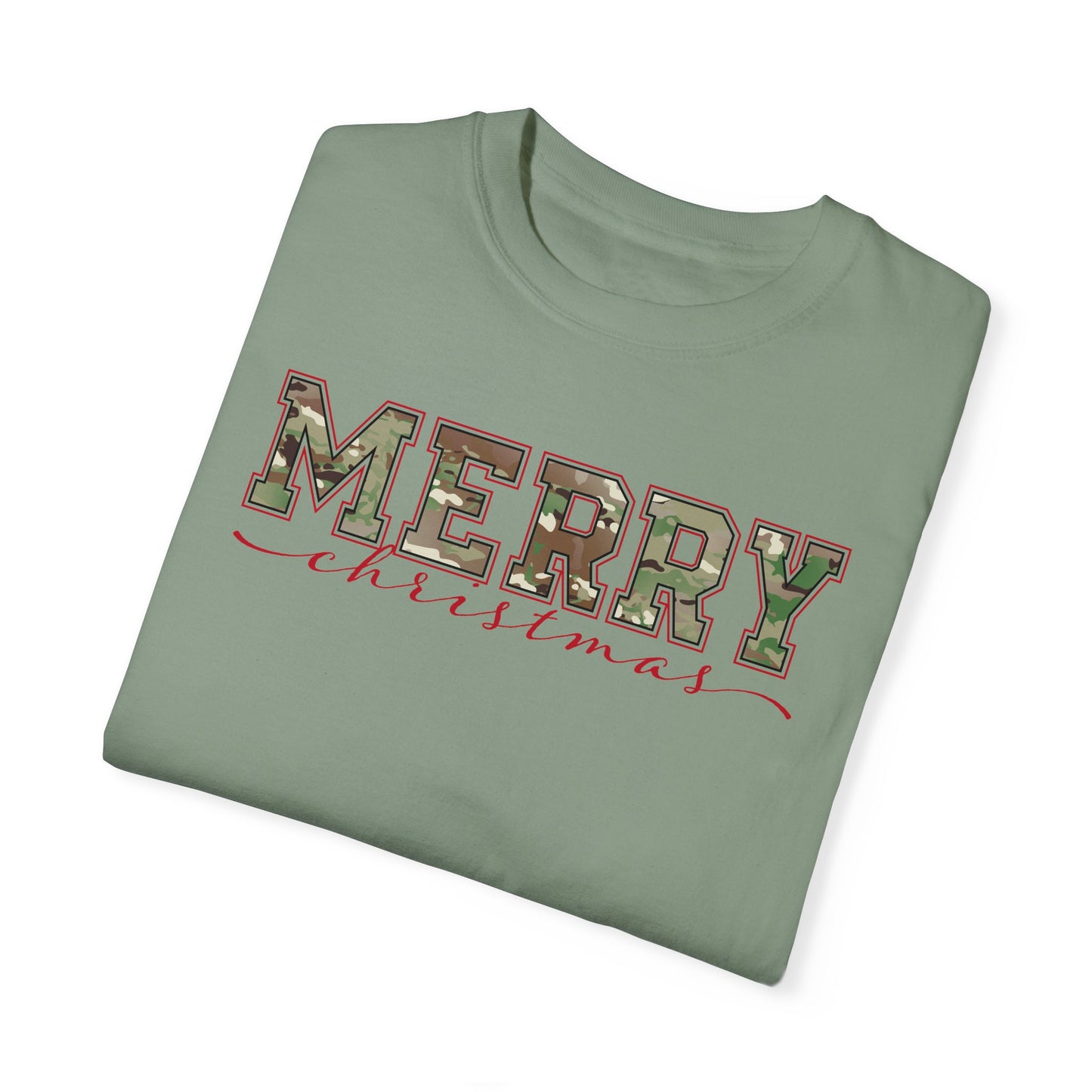 Merry Christmas Camo Comfort Colors Shirt, Limited Edition Military Camouflage Print Holiday Shirt, Christmas Party Shirt, Holiday Gift