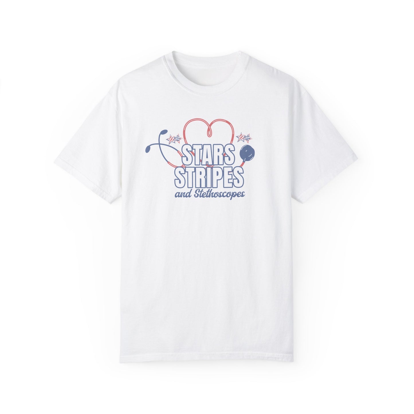 Stars Stripes and Stethoscopes Summer Comfort Colors T-shirt,  America Tee, 4th of July, Nurse T-Shirt, Doctor Tee, Medical 4th of July Tee