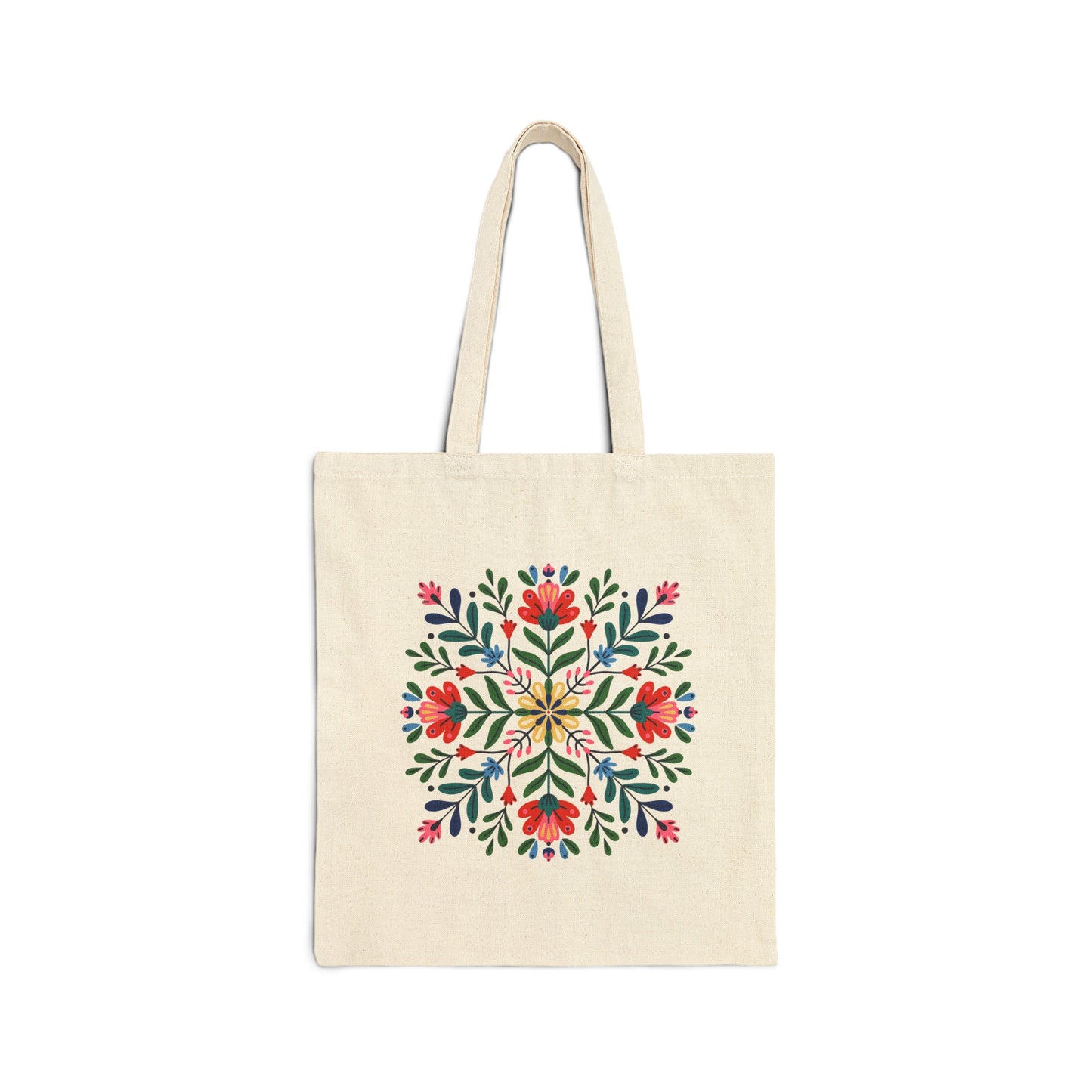 Folk Art Floral Cotton Canvas Tote Bag, Swedish Folk Art, Nordic Decor, Viking Nordic Tote Bag, Scandinavian Style Aesthetic Grocery Bag