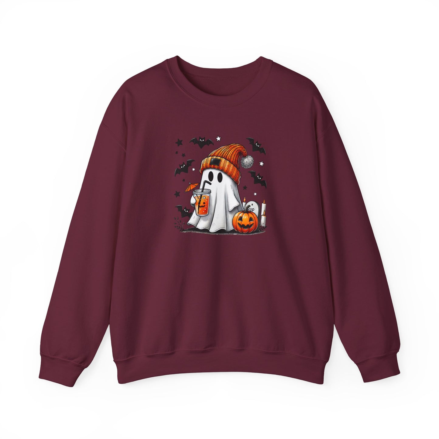 Cute Ghost Halloween Sweatshirt,  Fall Vibes Sweatshirt, Trick or Treat Sweatshirt, Halloween Party and Halloween School Sweatshirt