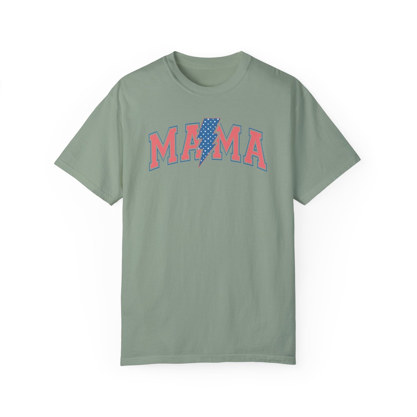 Lightening Bolt Mama Americana Comfort Colors® t-shirt, Red White and Blue,  4th of July T-Shirt, Patriotic Summer Shirt