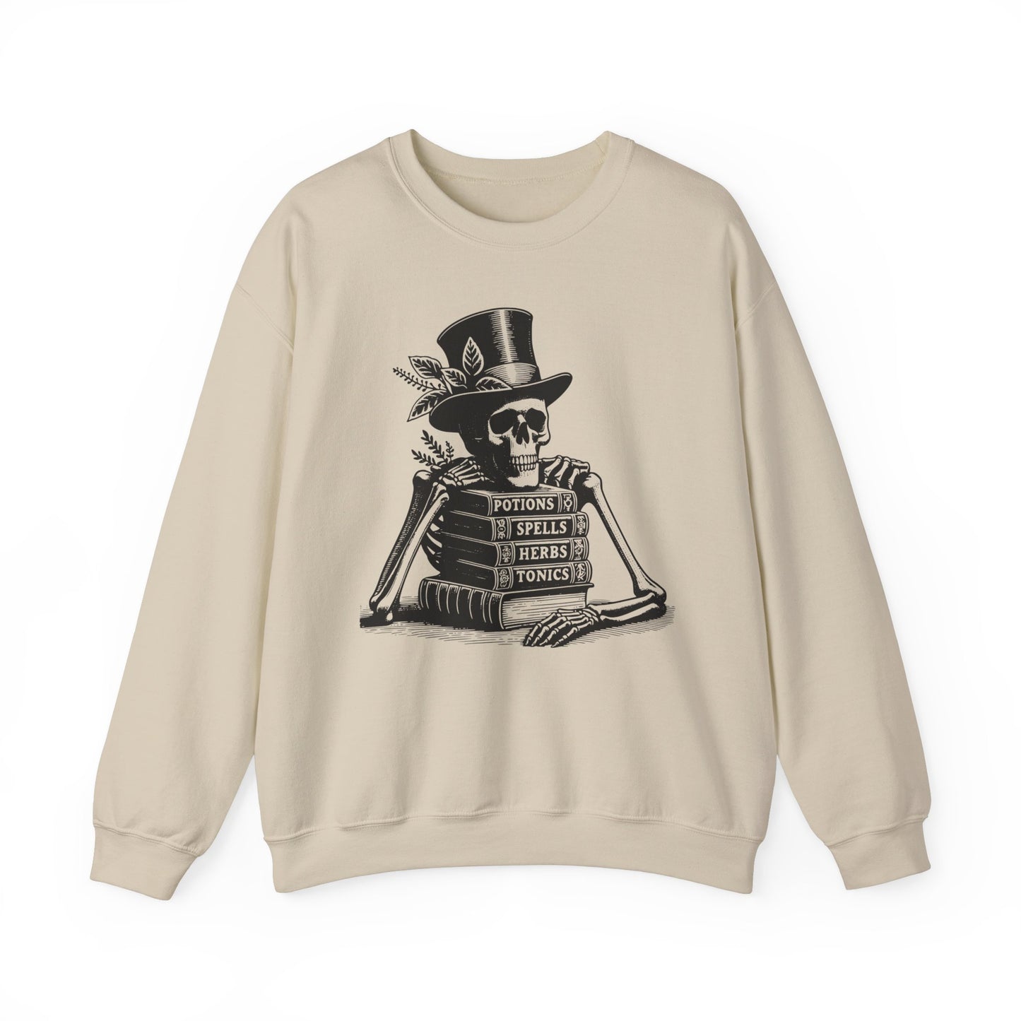 Vintage Skeleton Apothecary Halloween Sweatshirt, Book Lover Skeleton Minimal Halloween Sweatshirt, Limited Edition Halloween Unisex Gift