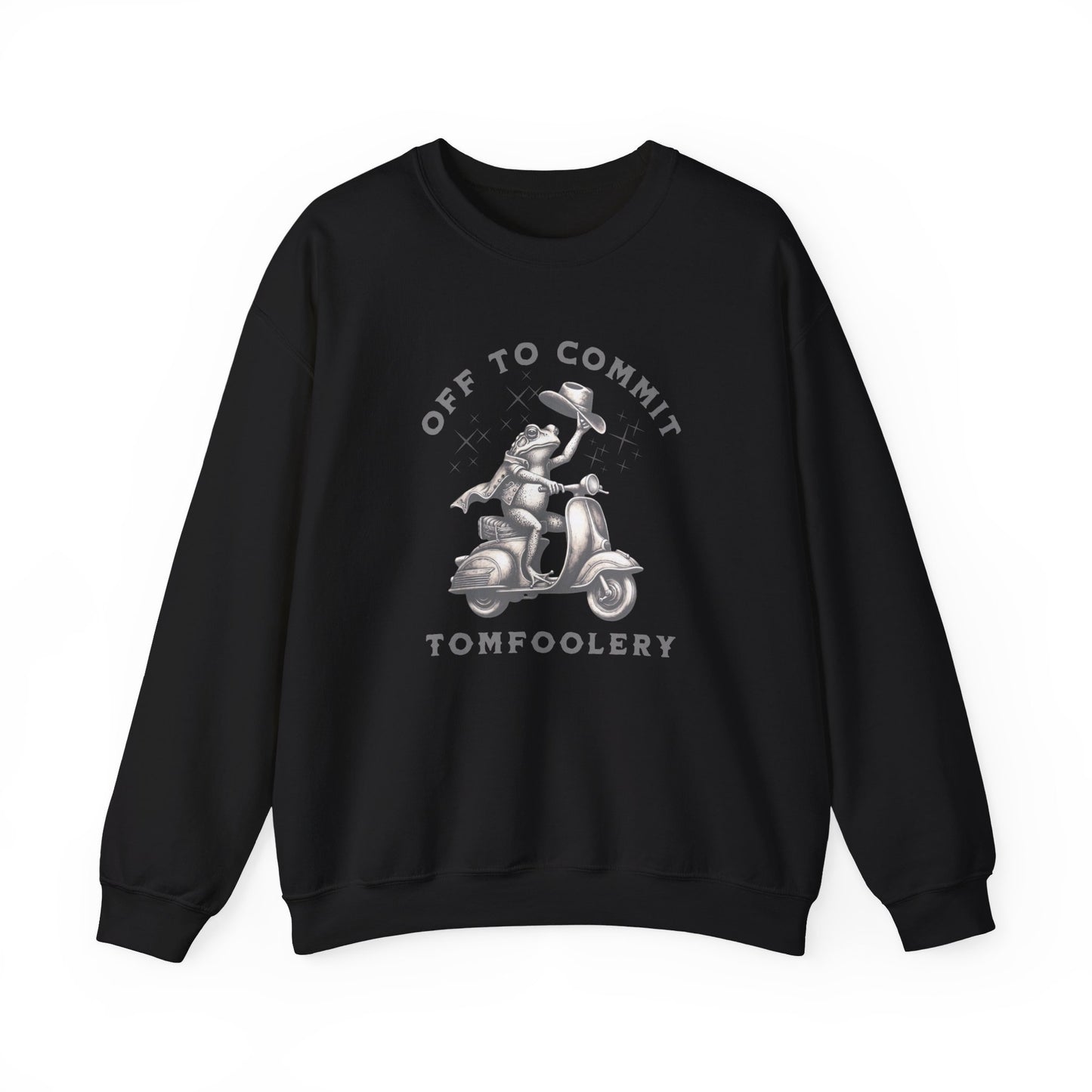 Off to Commit Tomfoolery Mental Health Sweatshirt, Unique Limited Edition Vintage Frog on Scooter Sweatshirt, Birthday Gift, Christmas Gift