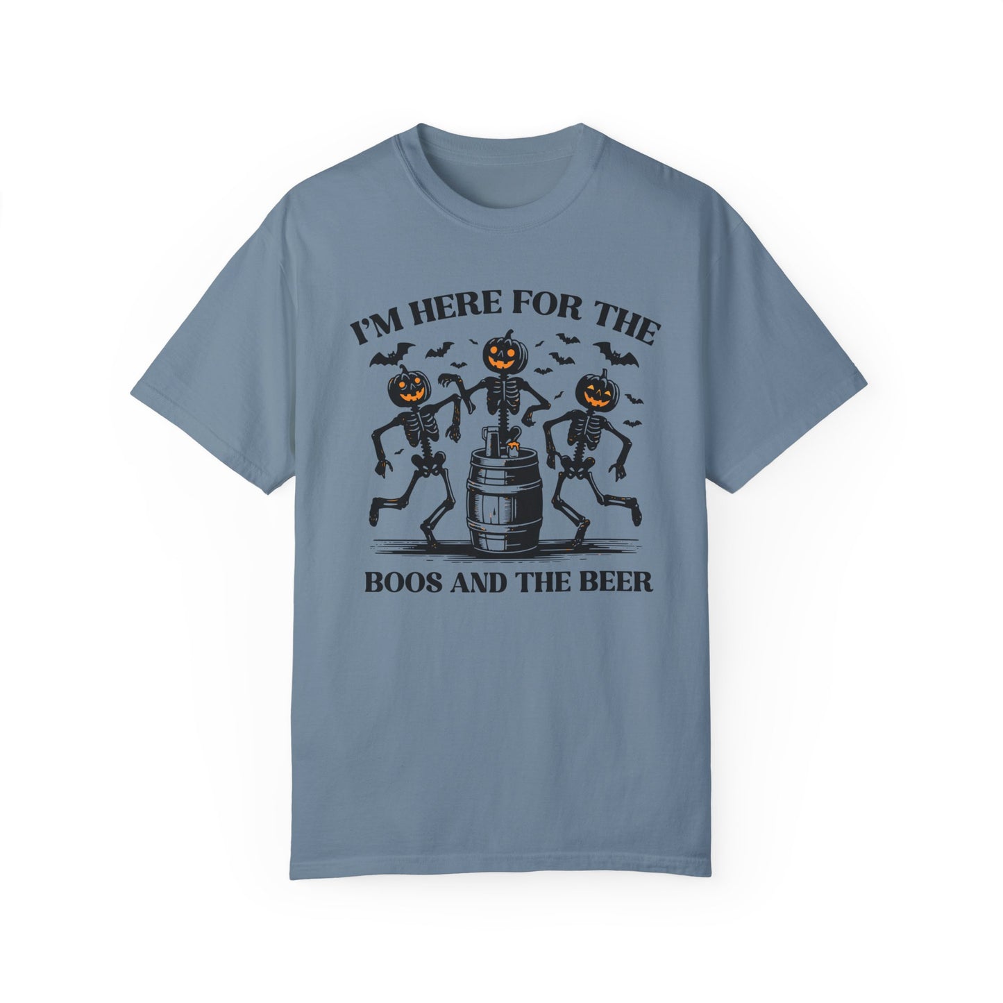 Handcrafted Unique Comfort Halloween T-shirt, Premium Handcrafted Designed I'm here for the Boos and Beer Tee, Made to Order, Halloween Gift