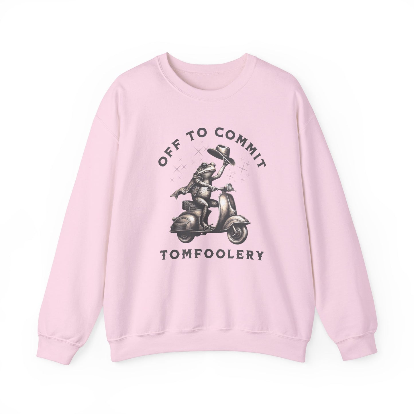 Off to Commit Tomfoolery Mental Health Sweatshirt, Unique Limited Edition Vintage Frog on Scooter Sweatshirt, Birthday Gift, Christmas Gift