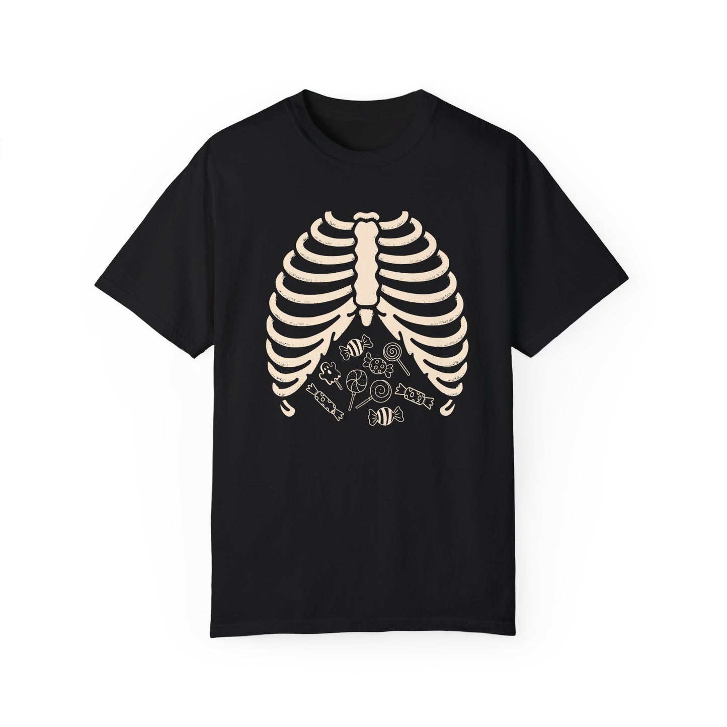 Rib Cage full of Candy Minimal Halloween Costume Shirt, Skeleton XRay Comfort Colors Shirt, Limited Edition Halloween Design, Halloween Gift